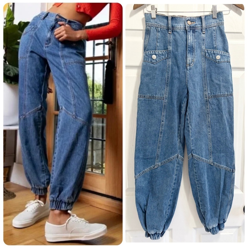 BDG Urban Outfitters High Rise Cargo Joggers Denim Jeans Size 26